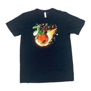 Tee Turtle Cartoon Dinosaur Christmas T-Shirt Adult Medium Santa Cap & Gifts